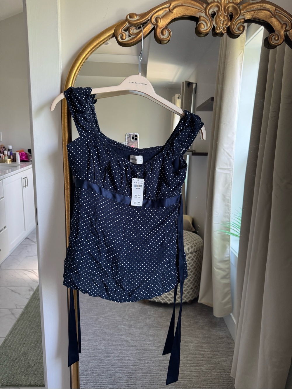 Hollister Navy Polka Dot Tie-Shoulder Camisole